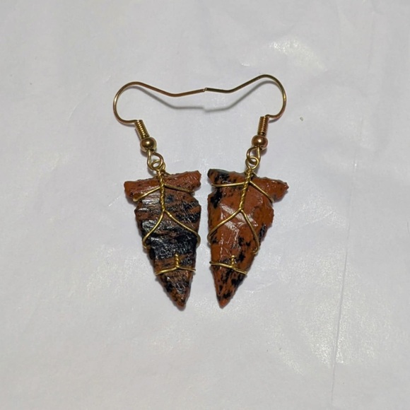 Mahogany Obsidian arrowhead earrings - Picture 3 of 3